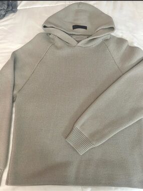 Essentials Light Sage Knit Hooded Pullover